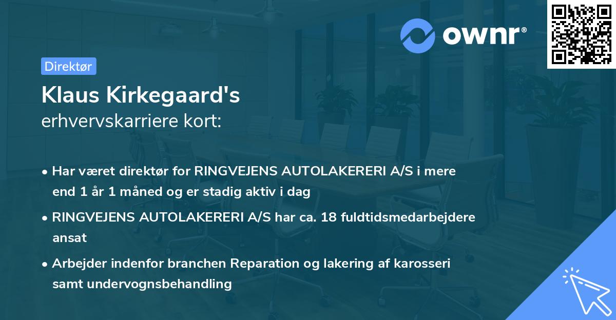 Klaus Kirkegaard's erhvervskarriere kort
