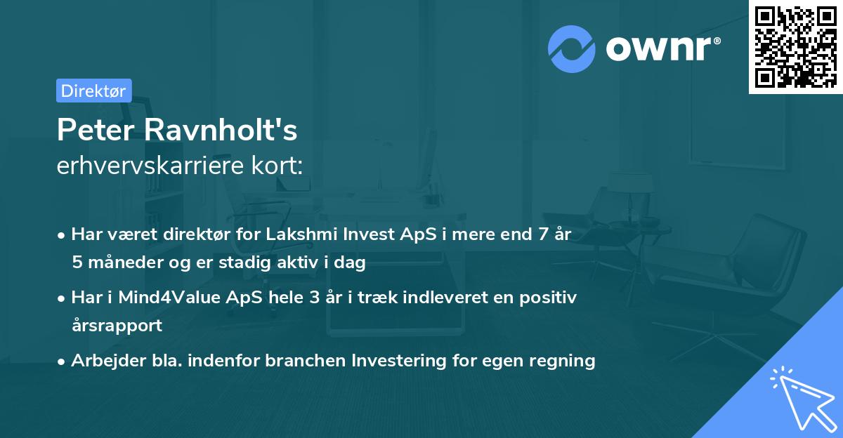 Peter Ravnholt's erhvervskarriere kort