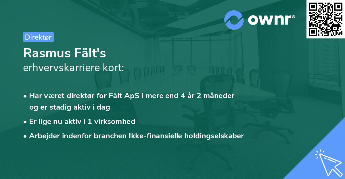 Rasmus Fält's erhvervskarriere kort