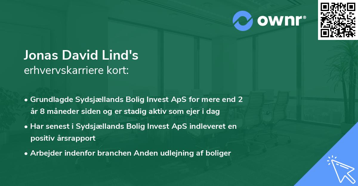 Jonas David Lind's erhvervskarriere kort