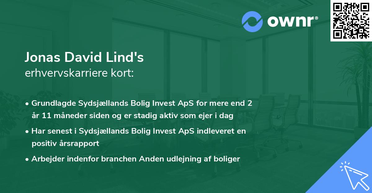 Jonas David Lind's erhvervskarriere kort