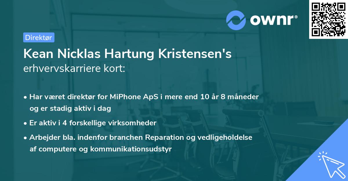 Kean Nicklas Hartung Kristensen's erhvervskarriere kort