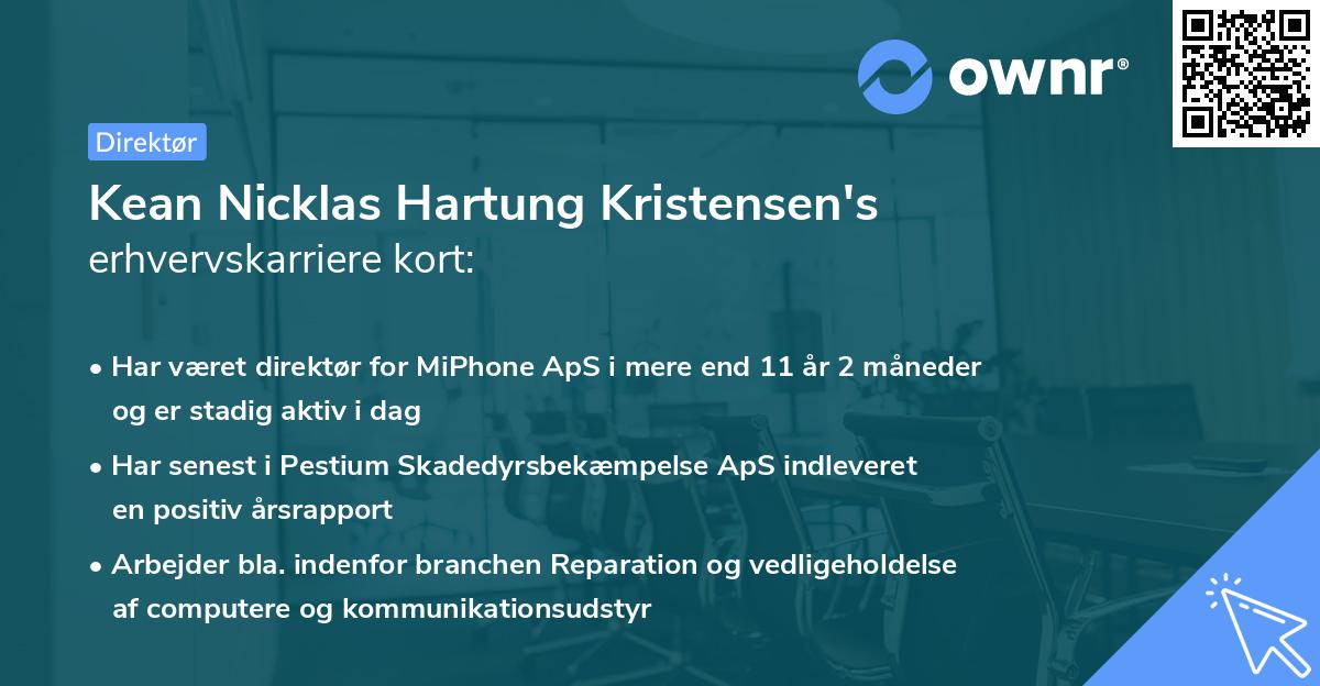 Kean Nicklas Hartung Kristensen's erhvervskarriere kort