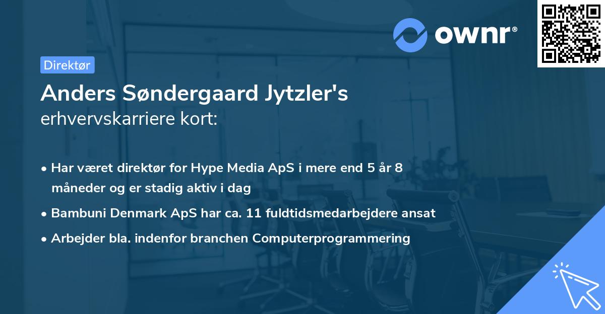 Anders Søndergaard Jytzler's erhvervskarriere kort