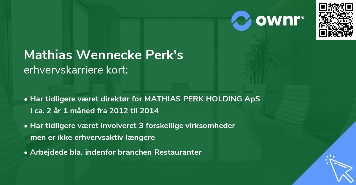 Mathias Wennecke Perk's erhvervskarriere kort