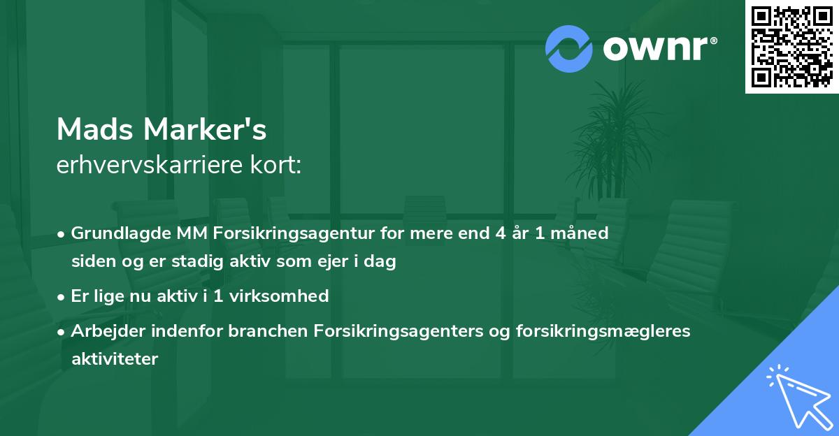 Mads Marker's erhvervskarriere kort