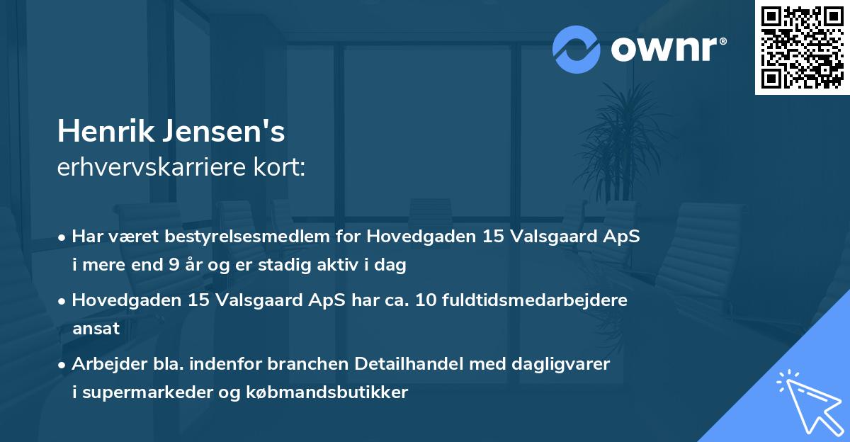 Henrik Jensen's erhvervskarriere kort