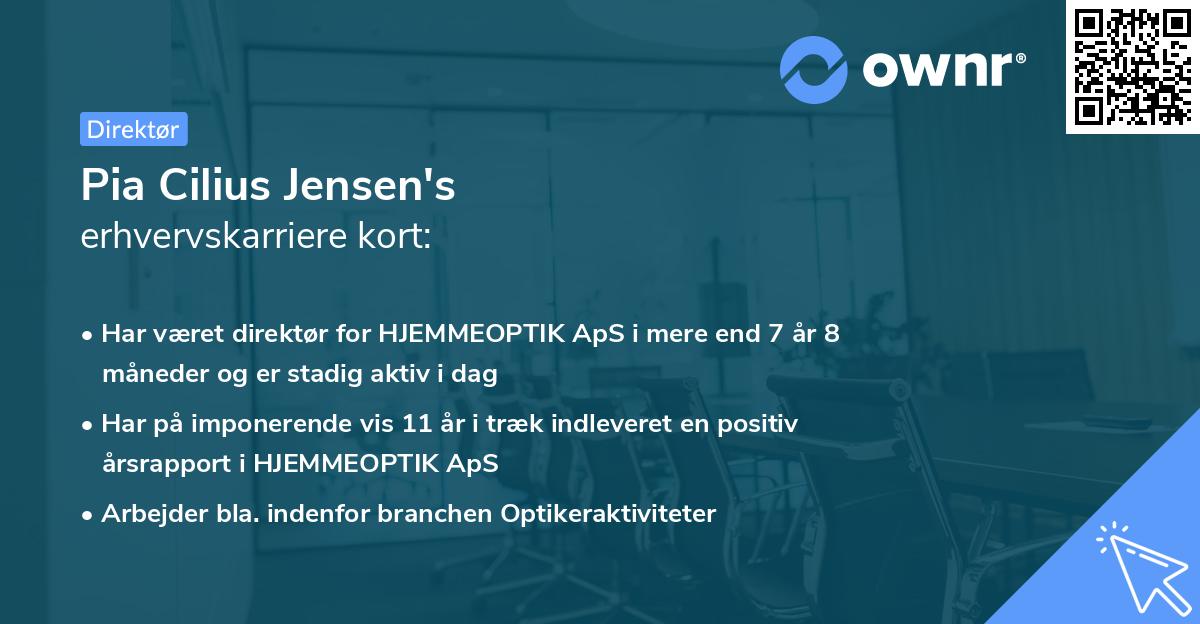 Pia Cilius Jensen's erhvervskarriere kort