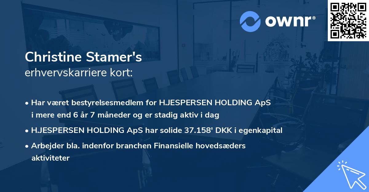 Christine Stamer's erhvervskarriere kort