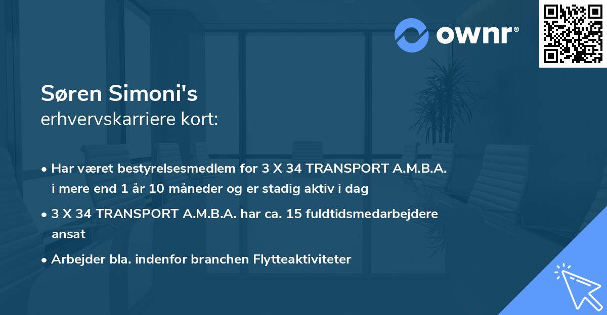 Søren Simoni's erhvervskarriere kort