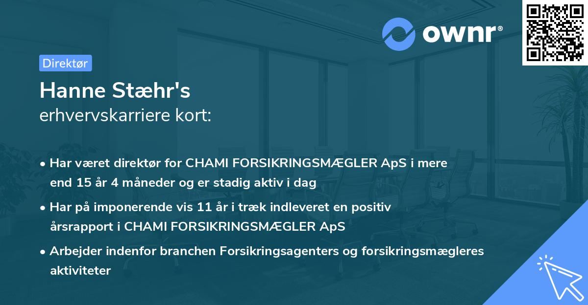 Hanne Stæhr's erhvervskarriere kort