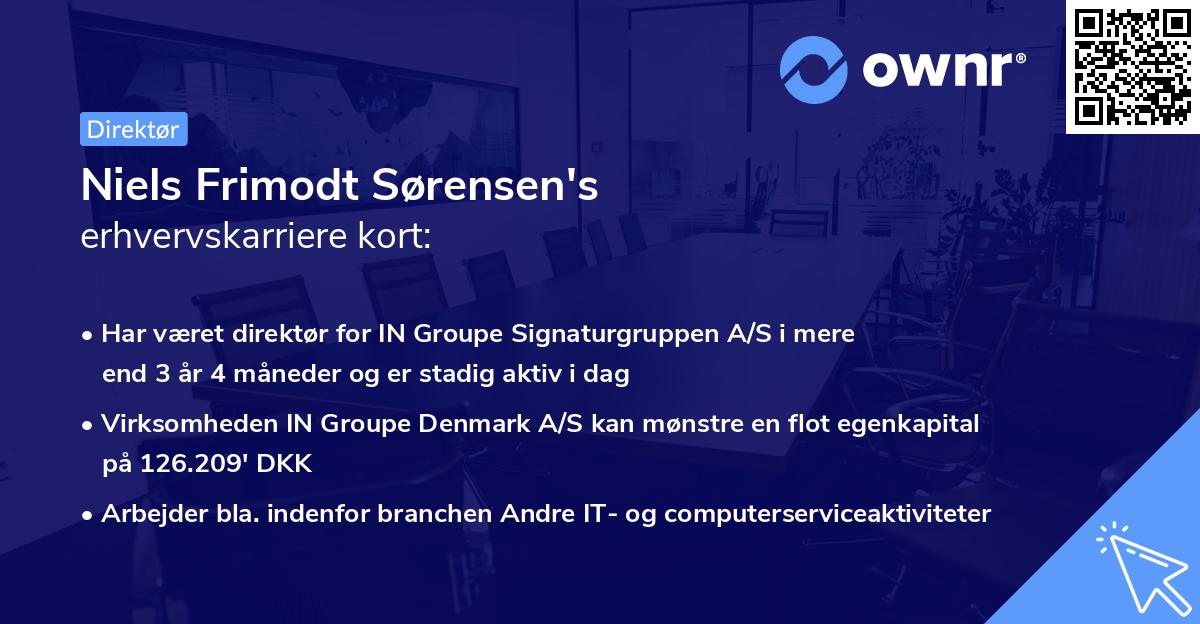Niels Frimodt Sørensen's erhvervskarriere kort