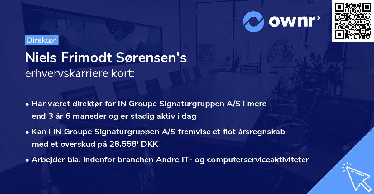 Niels Frimodt Sørensen's erhvervskarriere kort