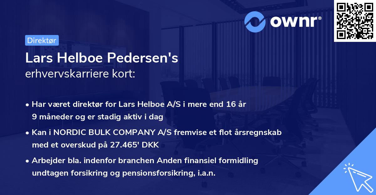 Lars Helboe Pedersen's erhvervskarriere kort