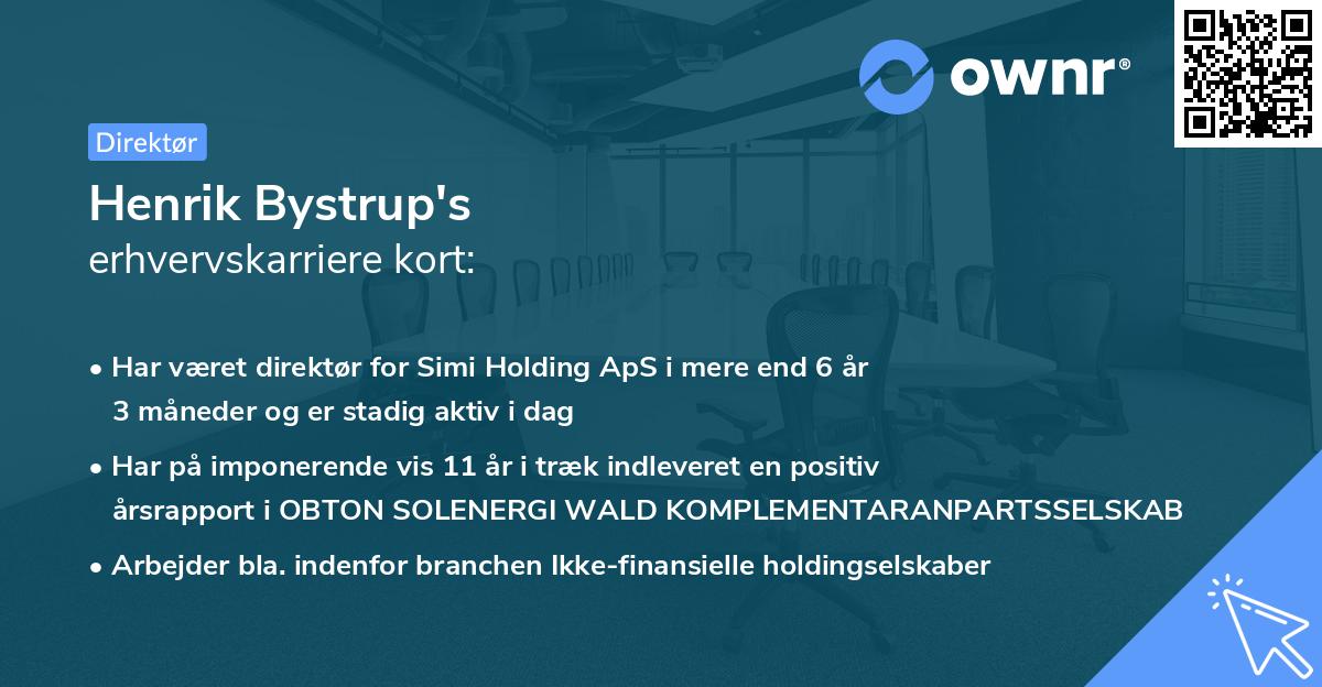 Henrik Bystrup's erhvervskarriere kort