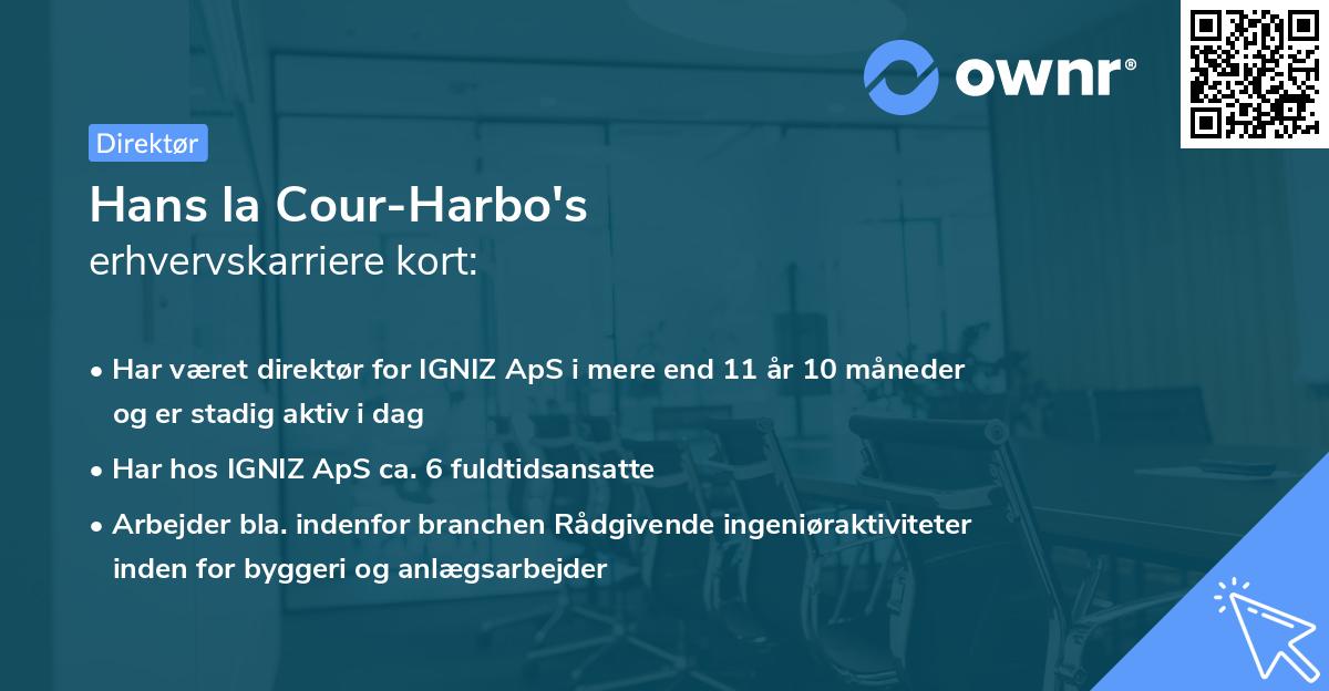 Hans la Cour-Harbo's erhvervskarriere kort