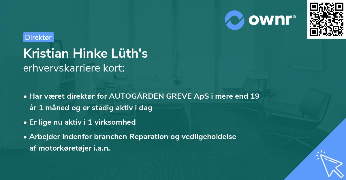 Kristian Hinke Lüth's erhvervskarriere kort