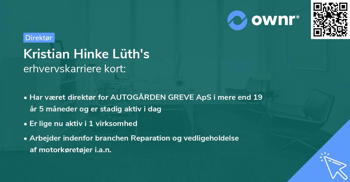 Kristian Hinke Lüth's erhvervskarriere kort