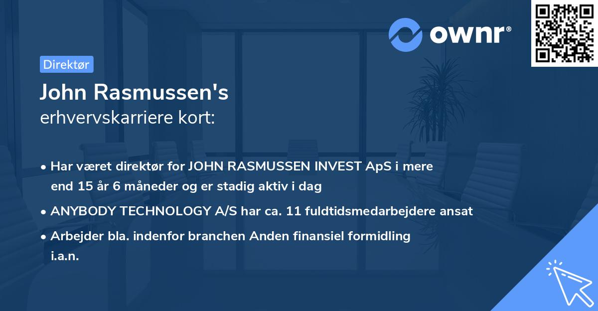 John Rasmussen's erhvervskarriere kort
