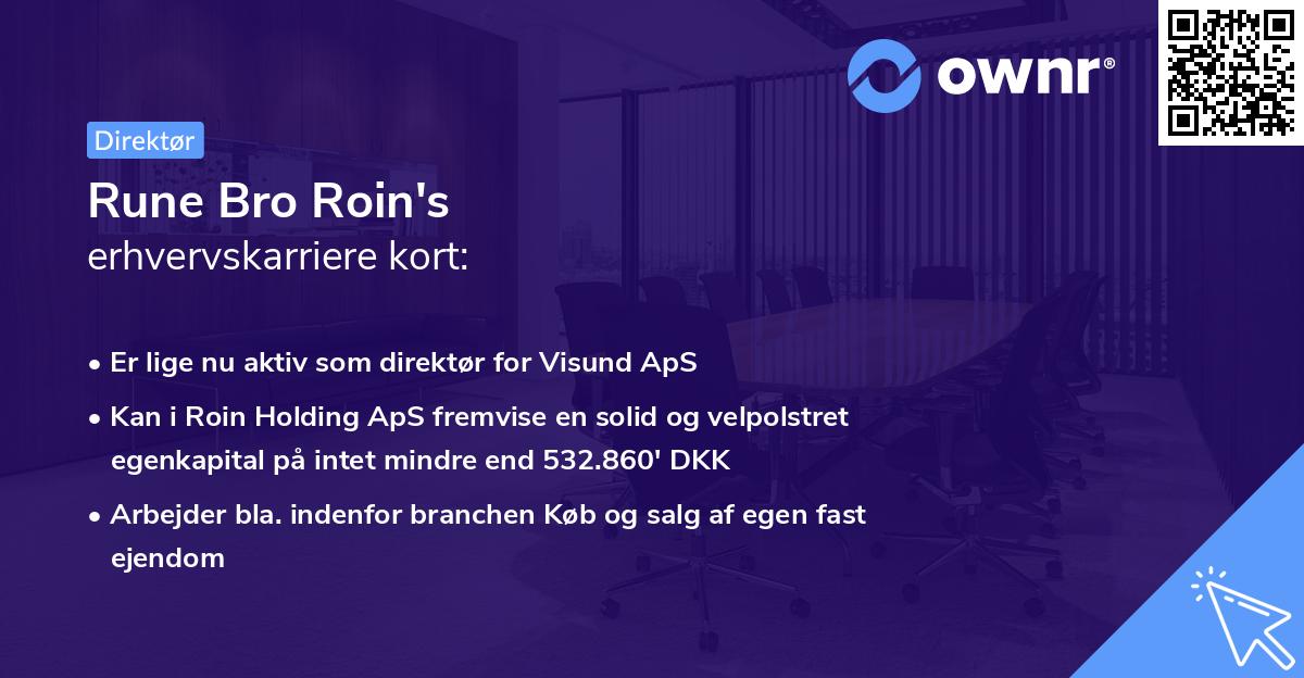 Rune Bro Roin's erhvervskarriere kort