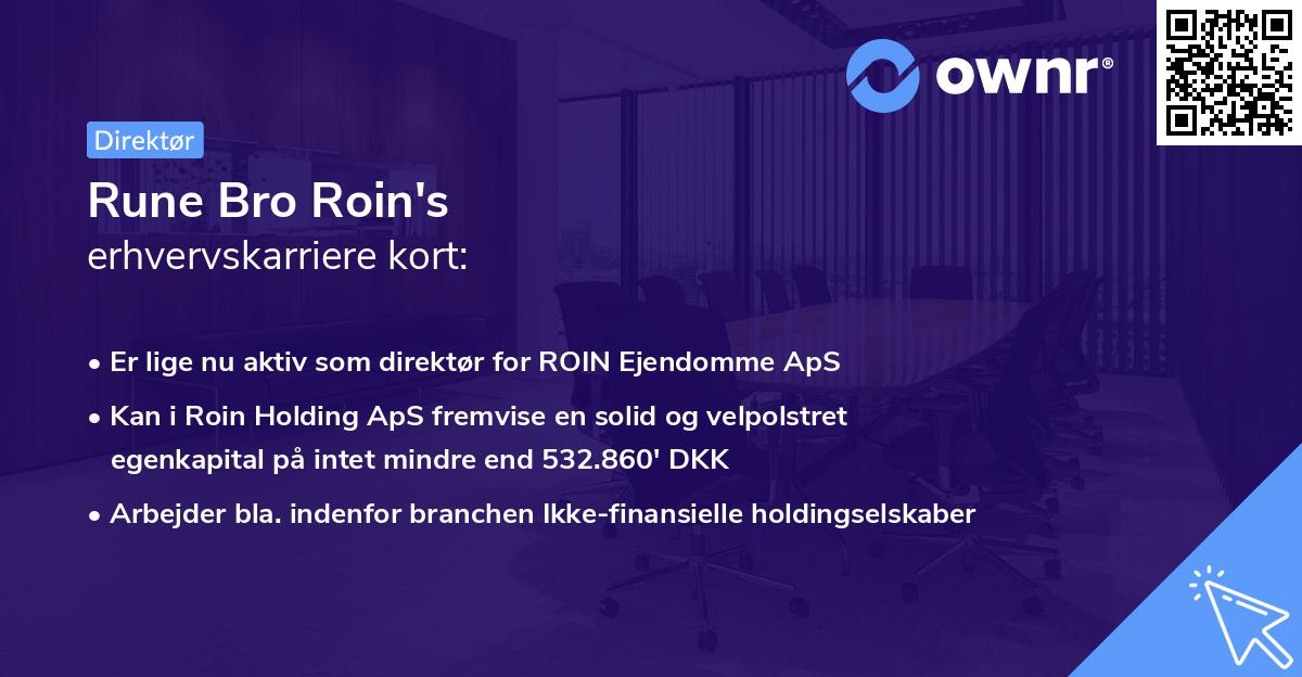 Rune Bro Roin's erhvervskarriere kort