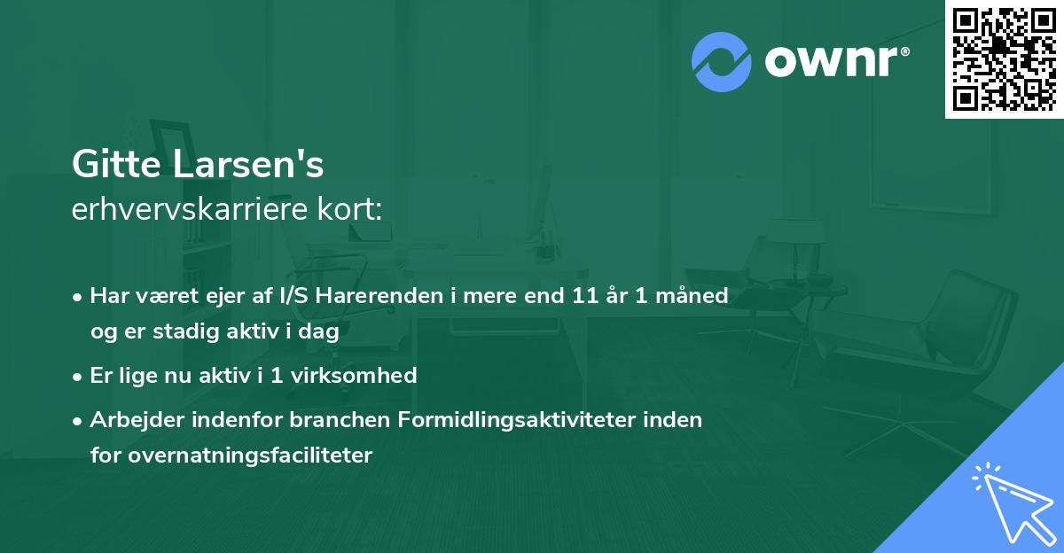 Gitte Larsen's erhvervskarriere kort