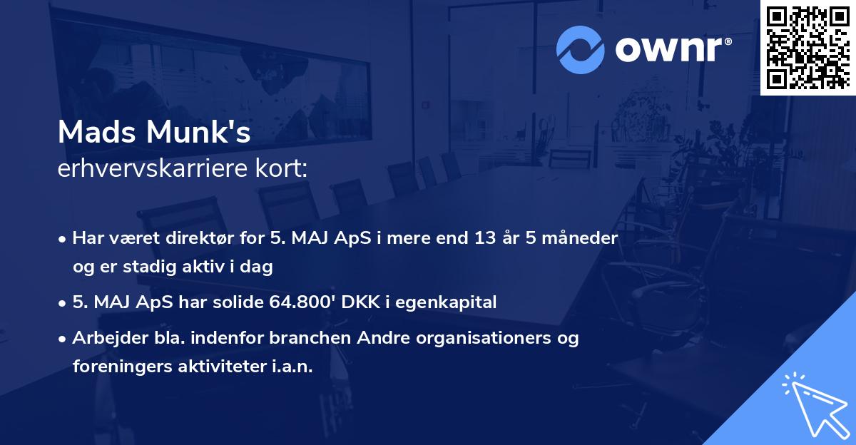 Mads Munk's erhvervskarriere kort