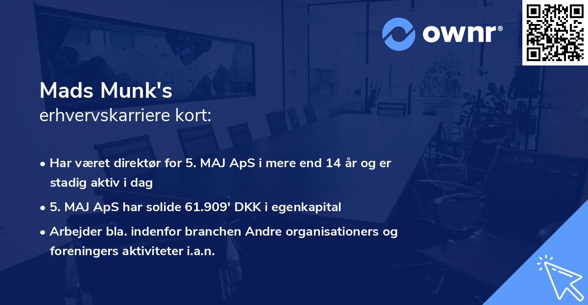 Mads Munk's erhvervskarriere kort