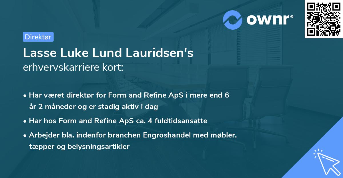 Lasse Luke Lund Lauridsen's erhvervskarriere kort
