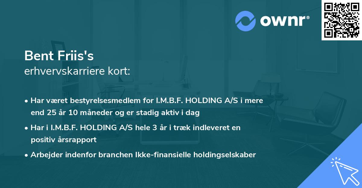 Bent Friis's erhvervskarriere kort