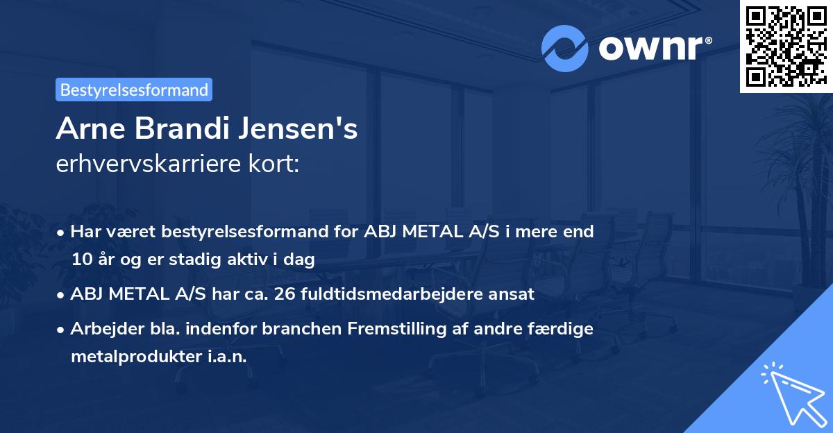 Arne Brandi Jensen's erhvervskarriere kort