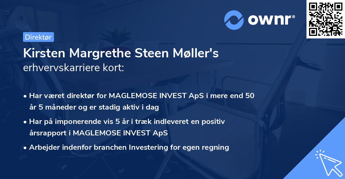Kirsten Margrethe Steen Møller's erhvervskarriere kort