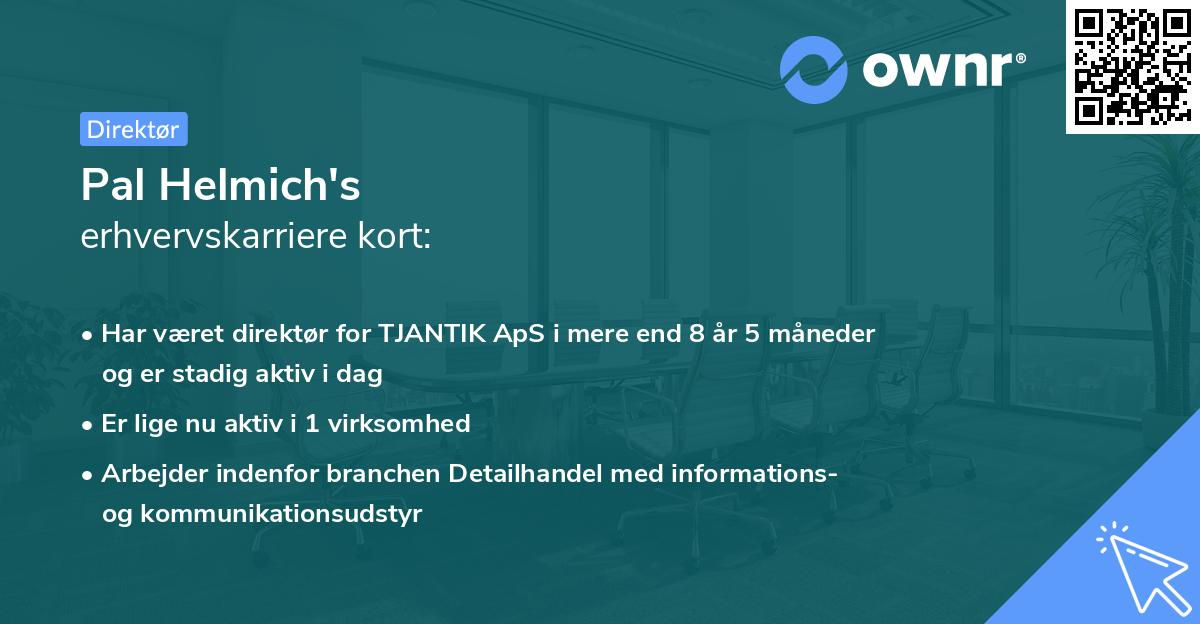 Pal Helmich's erhvervskarriere kort