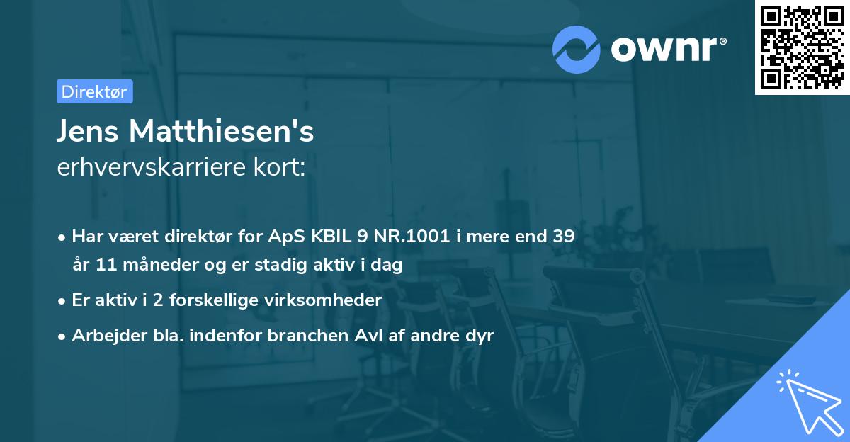 Jens Matthiesen's erhvervskarriere kort