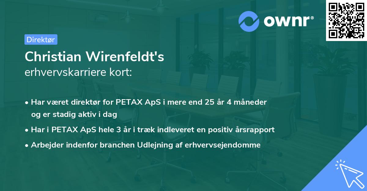 Christian Wirenfeldt's erhvervskarriere kort
