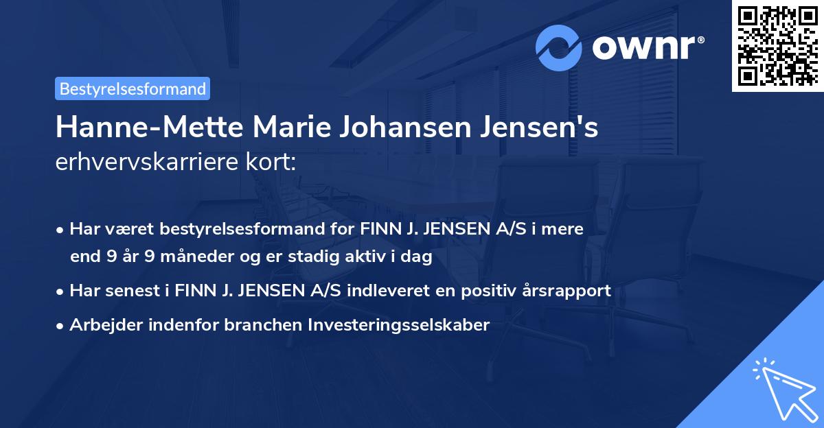 Hanne-Mette Marie Johansen Jensen's erhvervskarriere kort