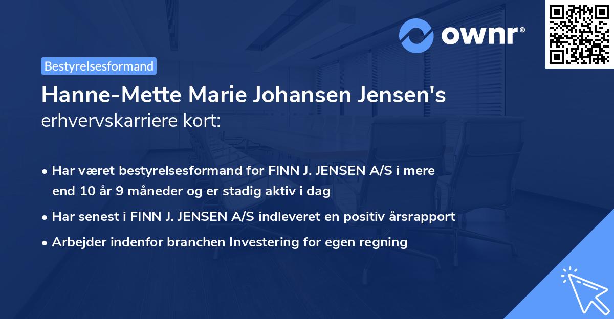 Hanne-Mette Marie Johansen Jensen's erhvervskarriere kort