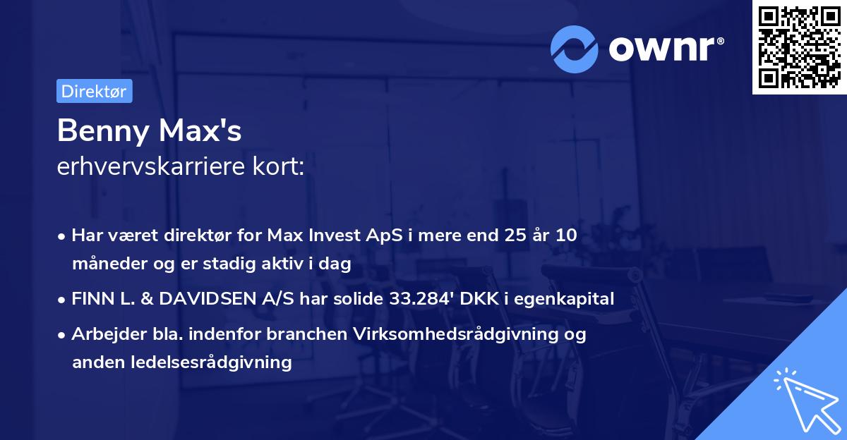 Benny Max's erhvervskarriere kort