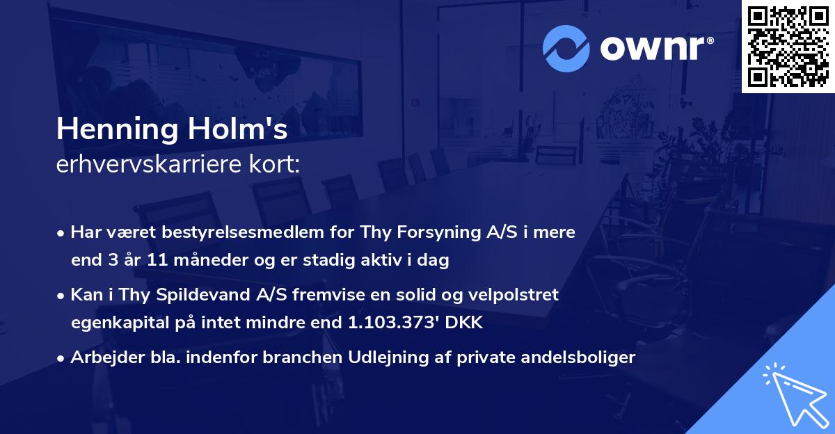 Henning Holm's erhvervskarriere kort