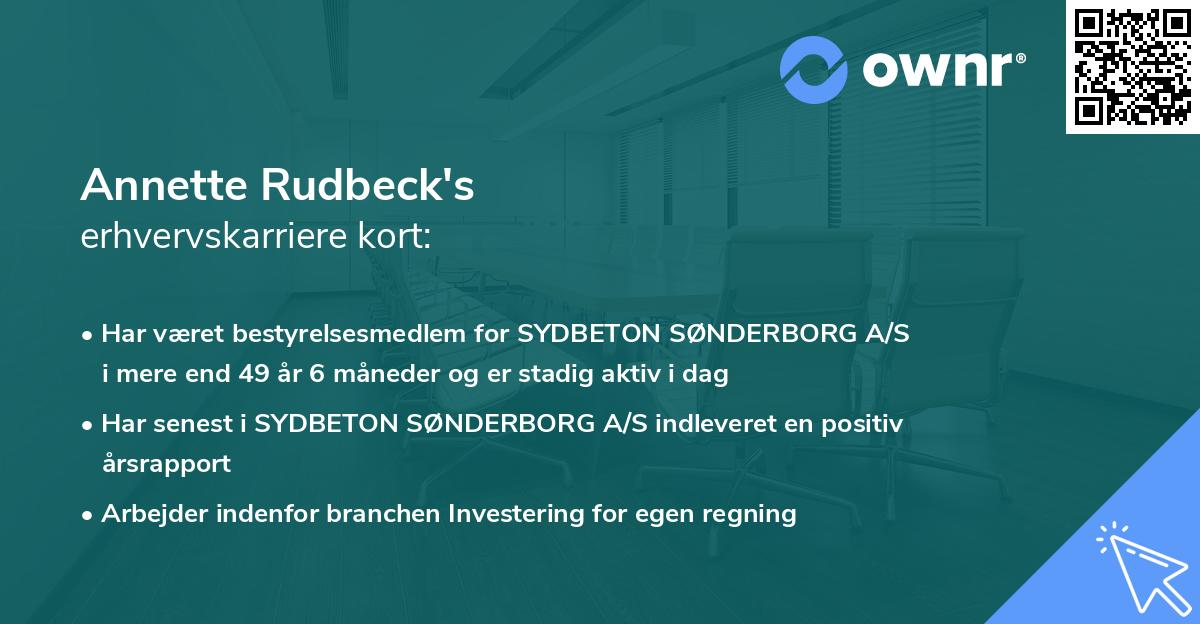 Annette Rudbeck's erhvervskarriere kort