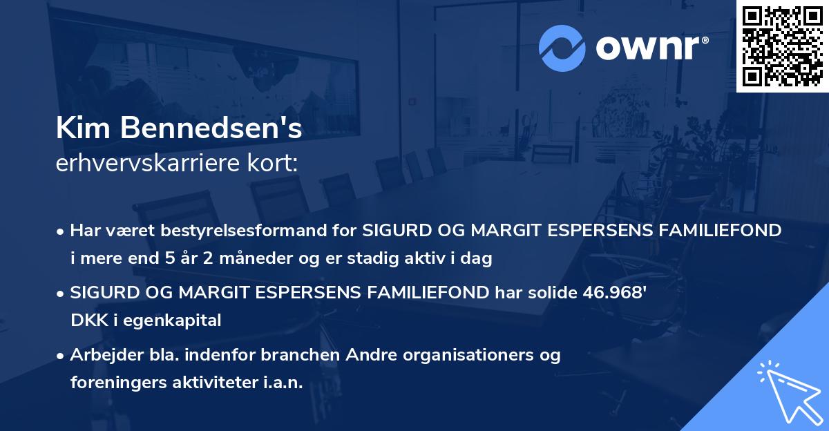 Kim Bennedsen's erhvervskarriere kort