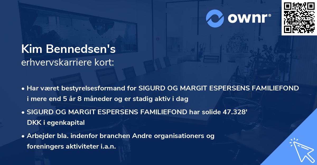 Kim Bennedsen's erhvervskarriere kort