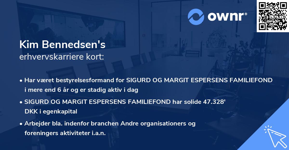 Kim Bennedsen's erhvervskarriere kort