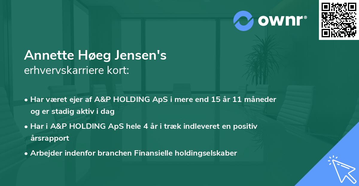 Annette Høeg Jensen's erhvervskarriere kort