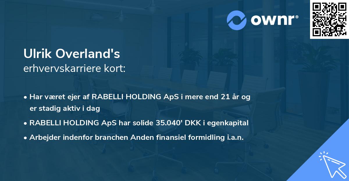Ulrik Overland's erhvervskarriere kort