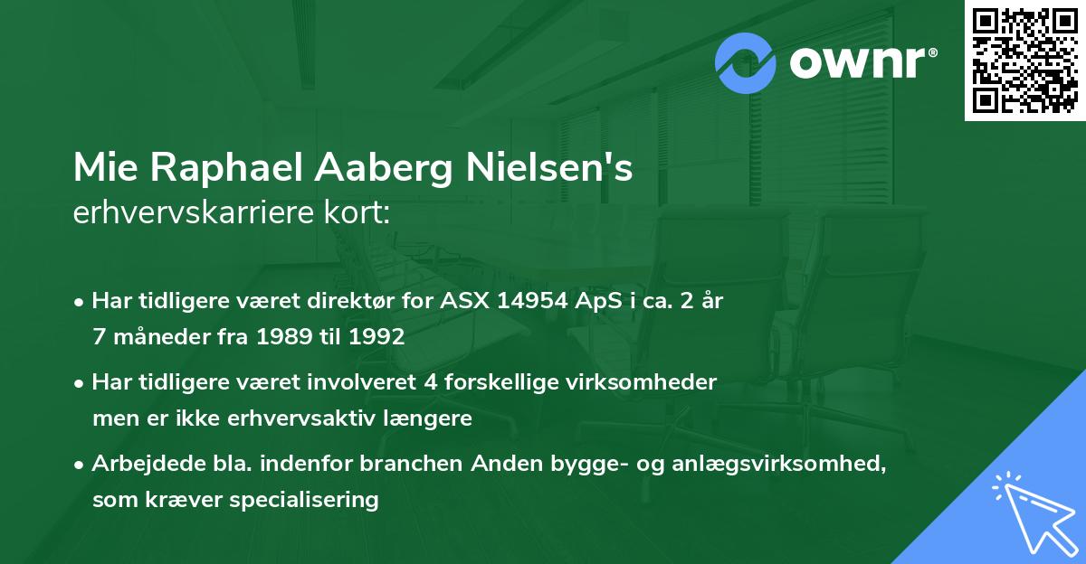 Mie Raphael Aaberg Nielsen's erhvervskarriere kort