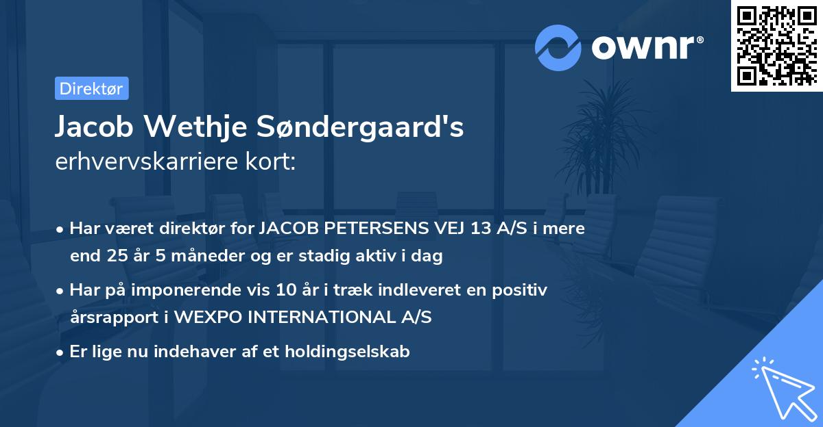 Jacob Wethje Søndergaard's erhvervskarriere kort