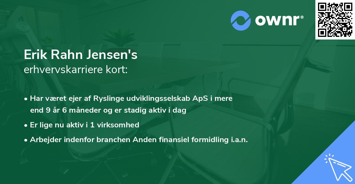 Erik Rahn Jensen's erhvervskarriere kort