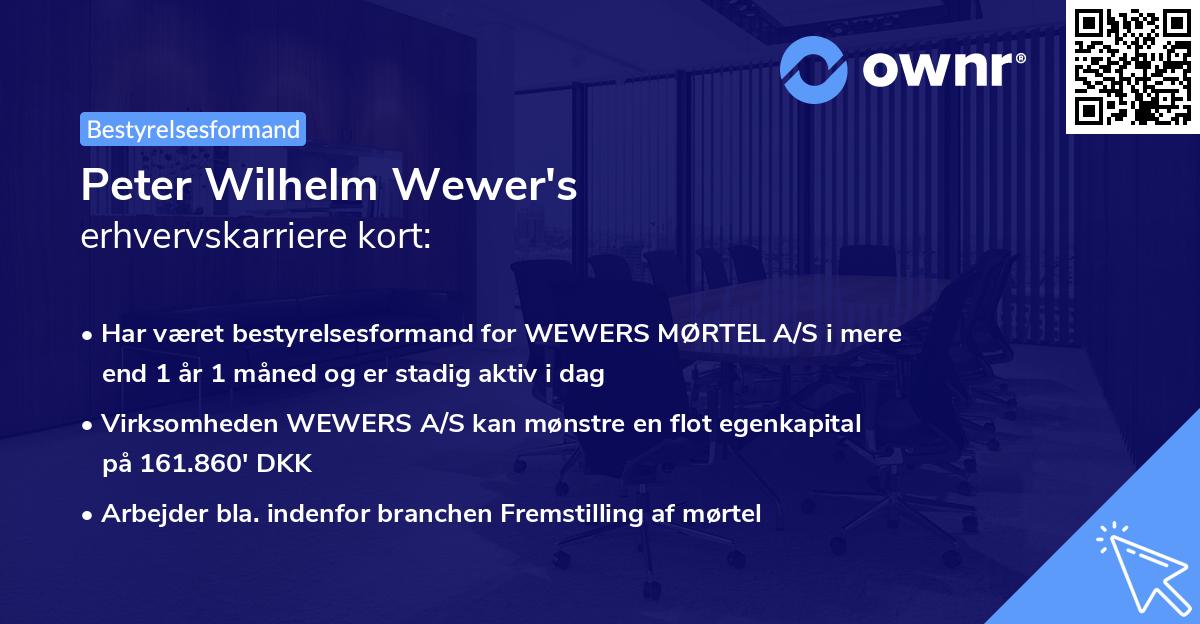 Peter Wilhelm Wewer's erhvervskarriere kort
