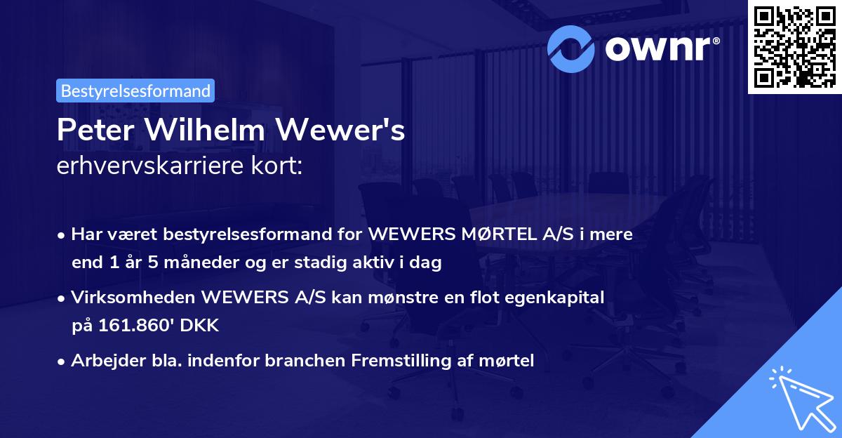 Peter Wilhelm Wewer's erhvervskarriere kort